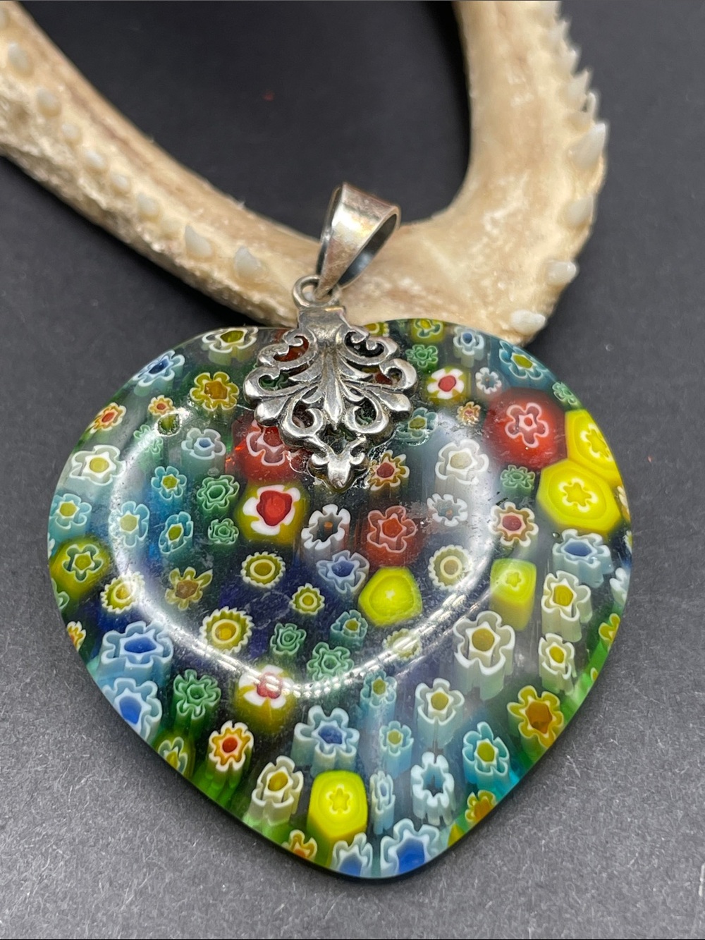 Millefiori glass and 925 pendant - Picture 3 of 7